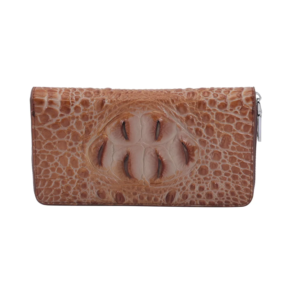 3D Embossed Genuine Leather Wallet With Single Zipped