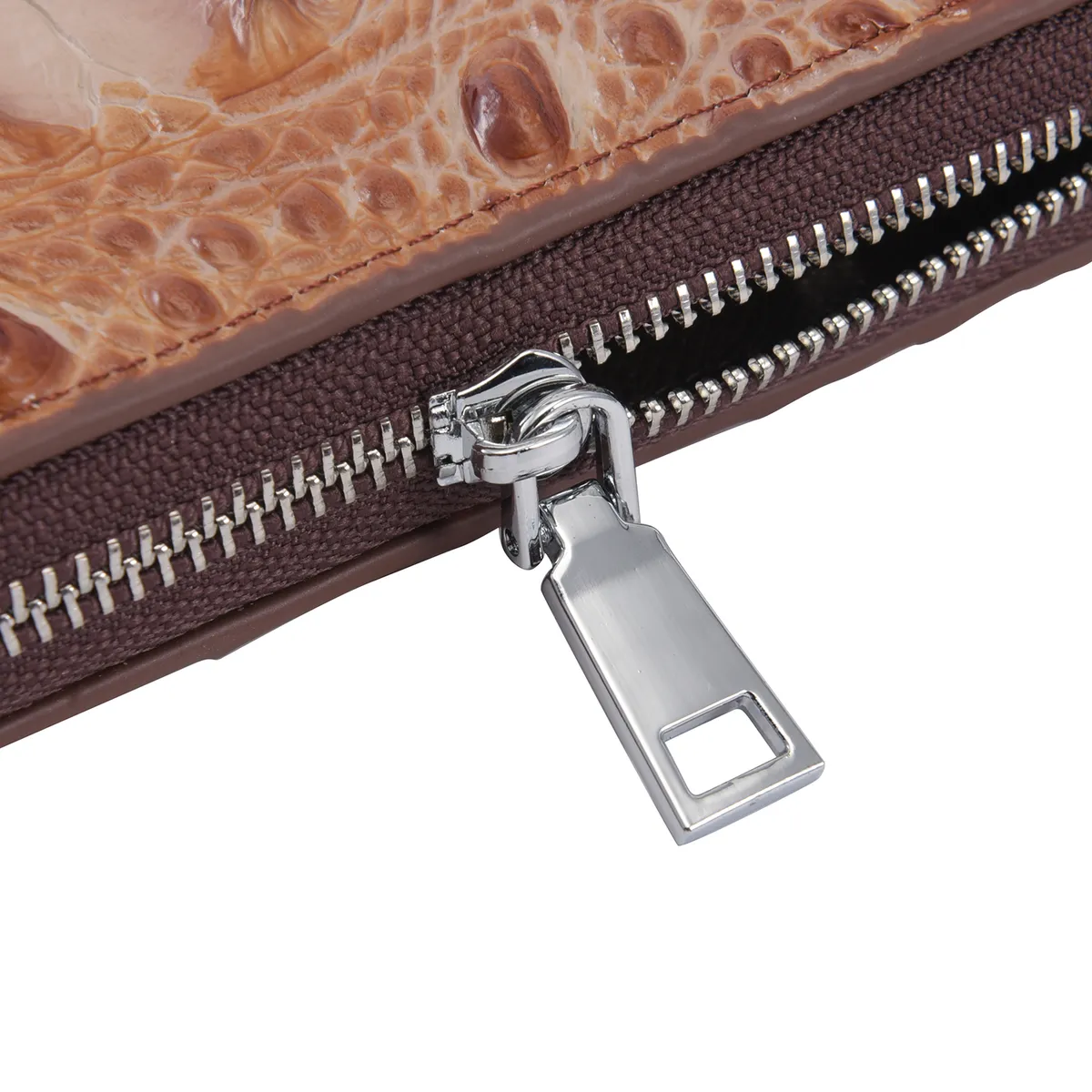 3D Embossed Genuine Leather Wallet With Single Zipped