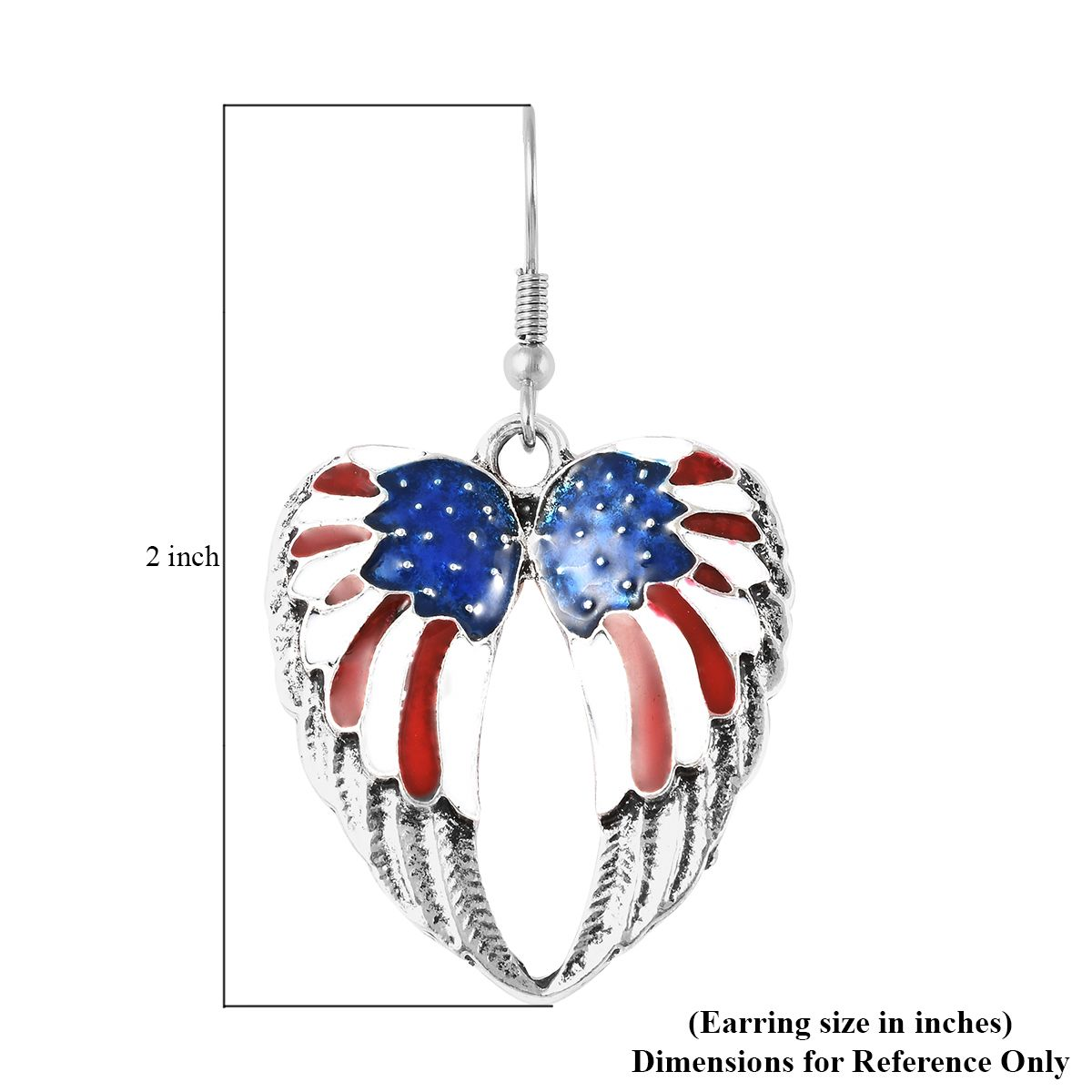 American Flag Wing Heart Earrings