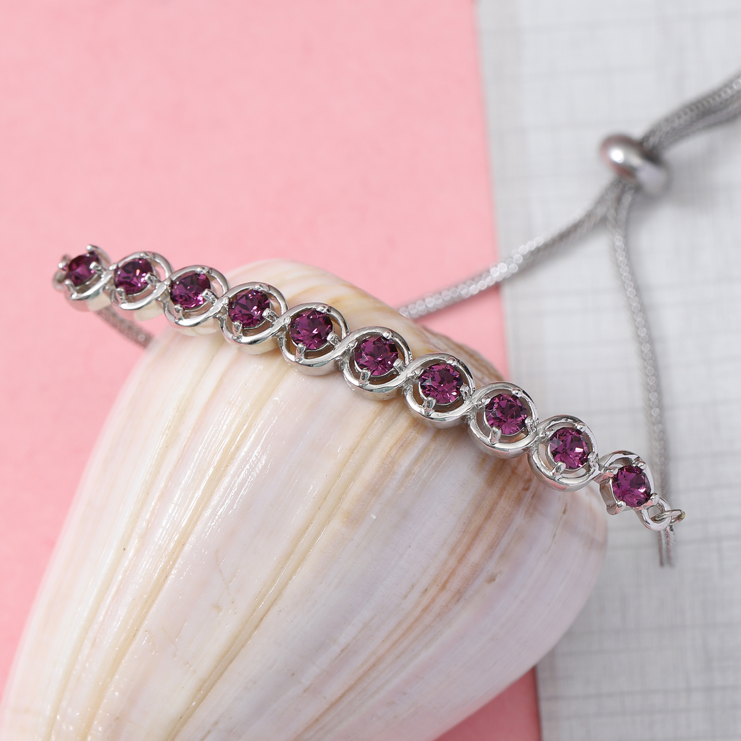 Amethyst Bolo Crystal Bracelet