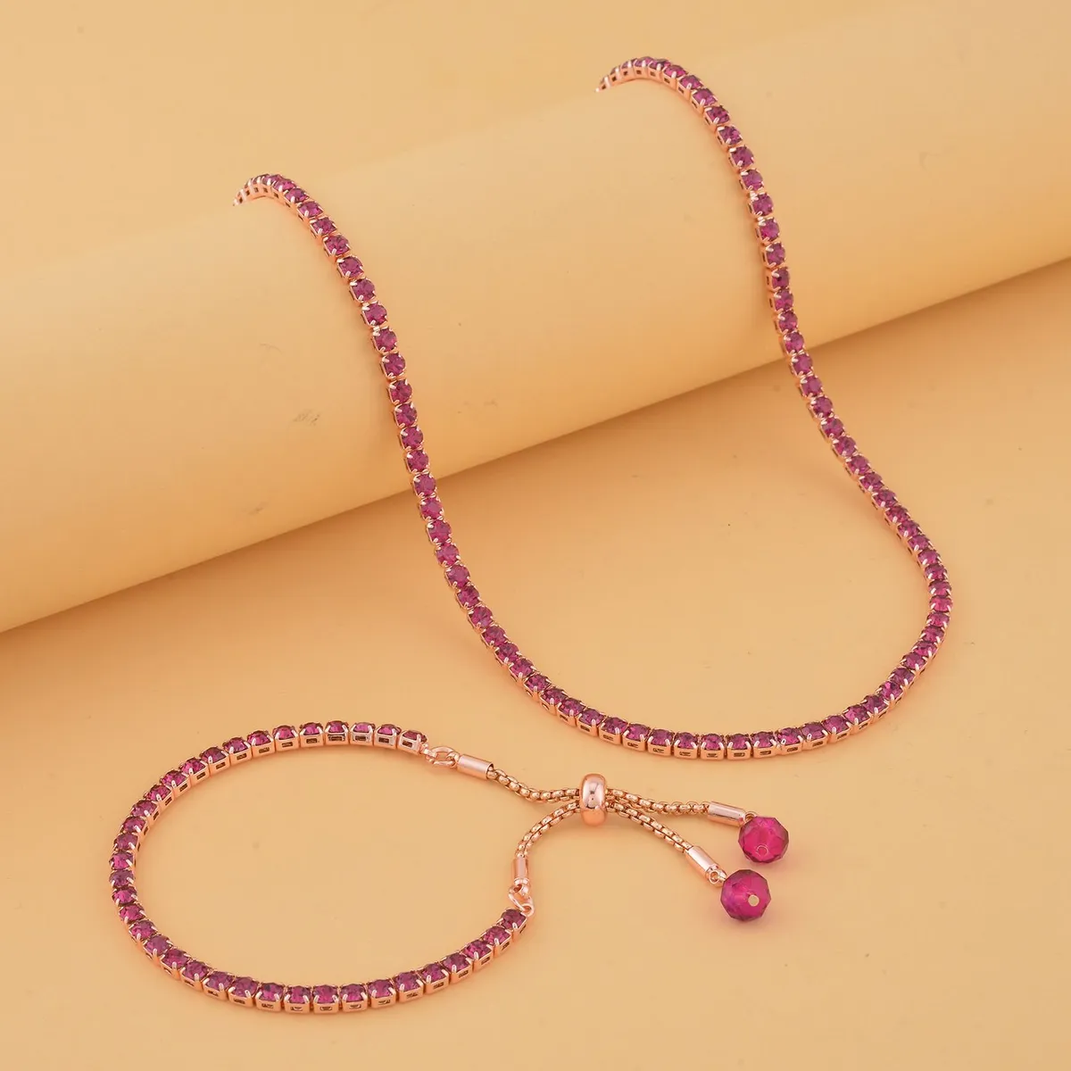 Beaded Tennis Necklace and Bracelet Set