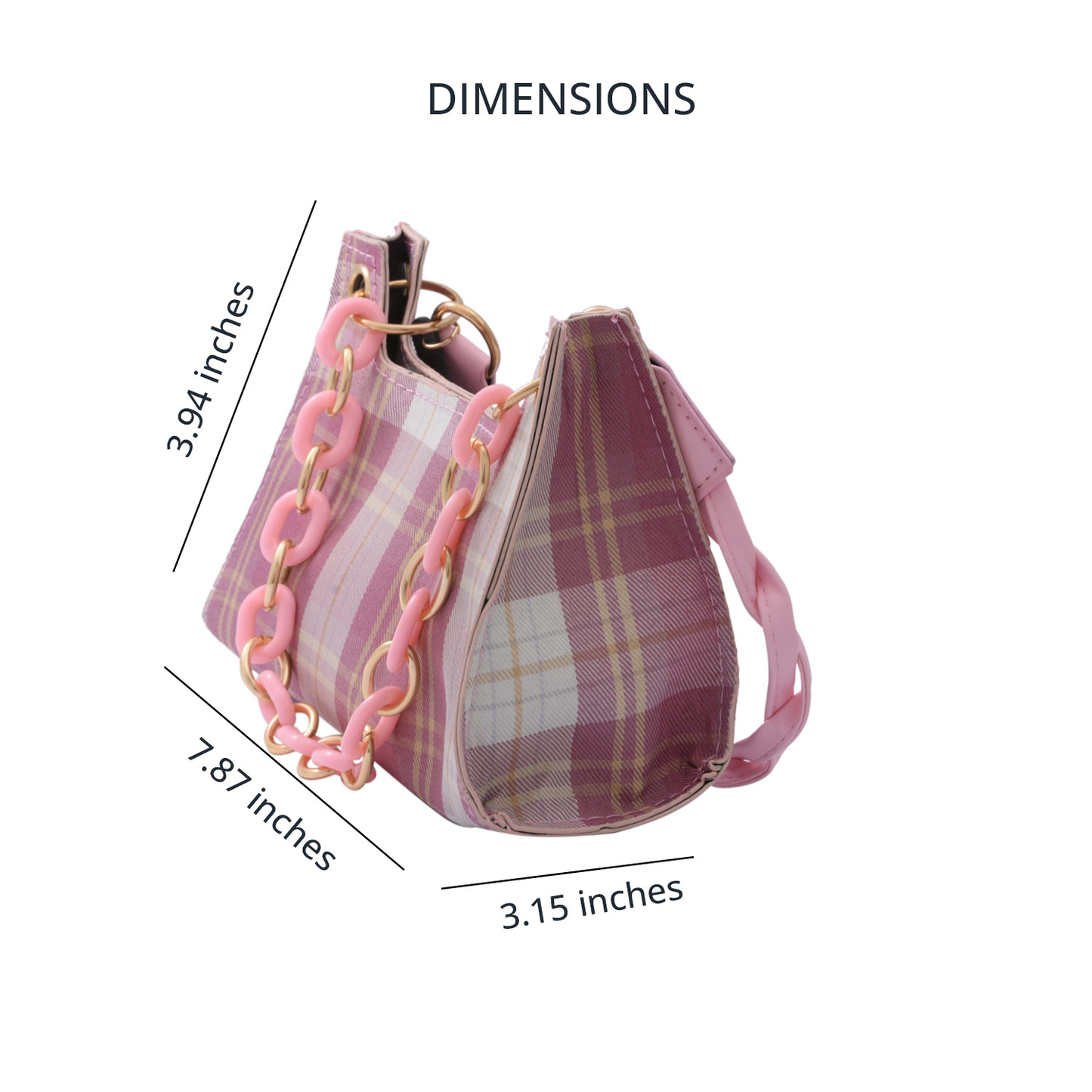 Check Pattern Faux Leather Mini Handbag with Handle Drop and Shoulder Strap