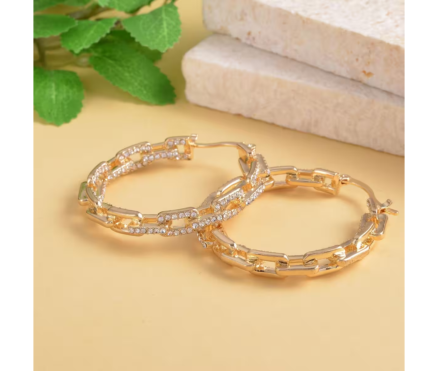Crystal Chain Hoop Earrings