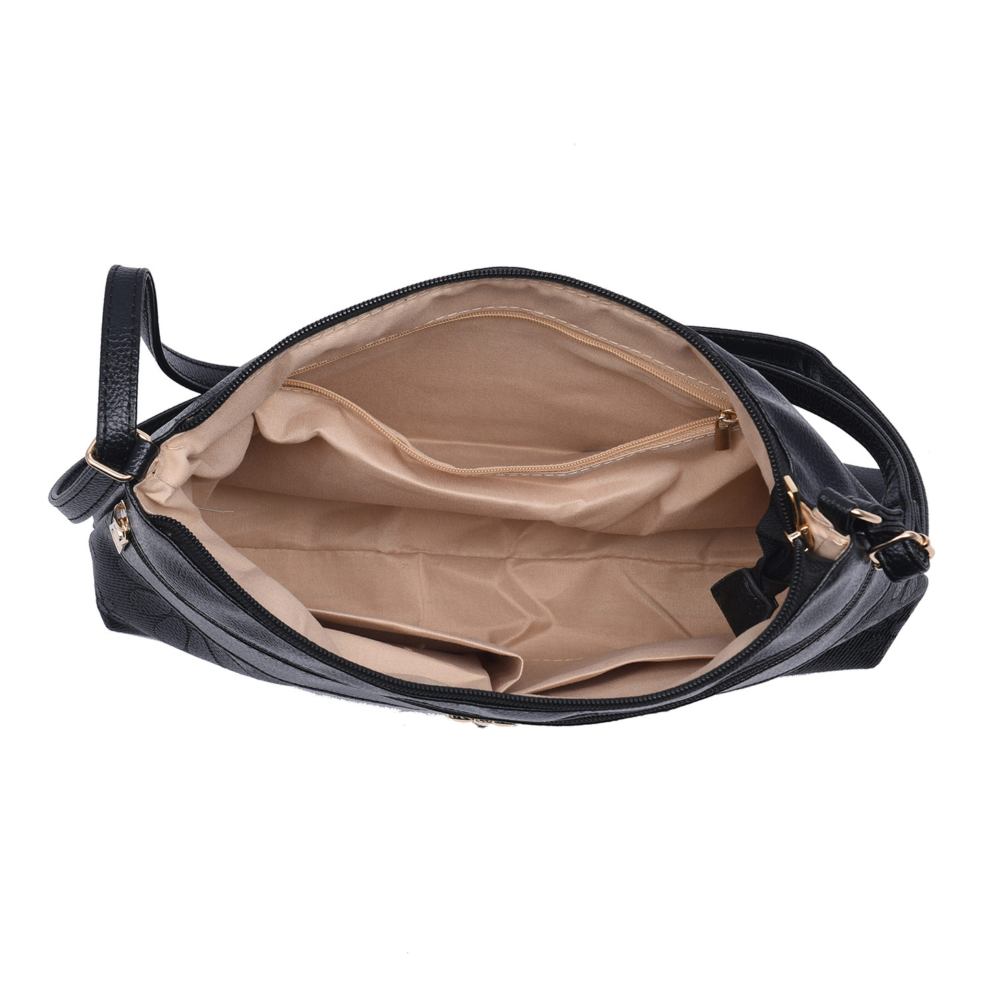 Faux Leather Crossbody Bag with Metal Flower