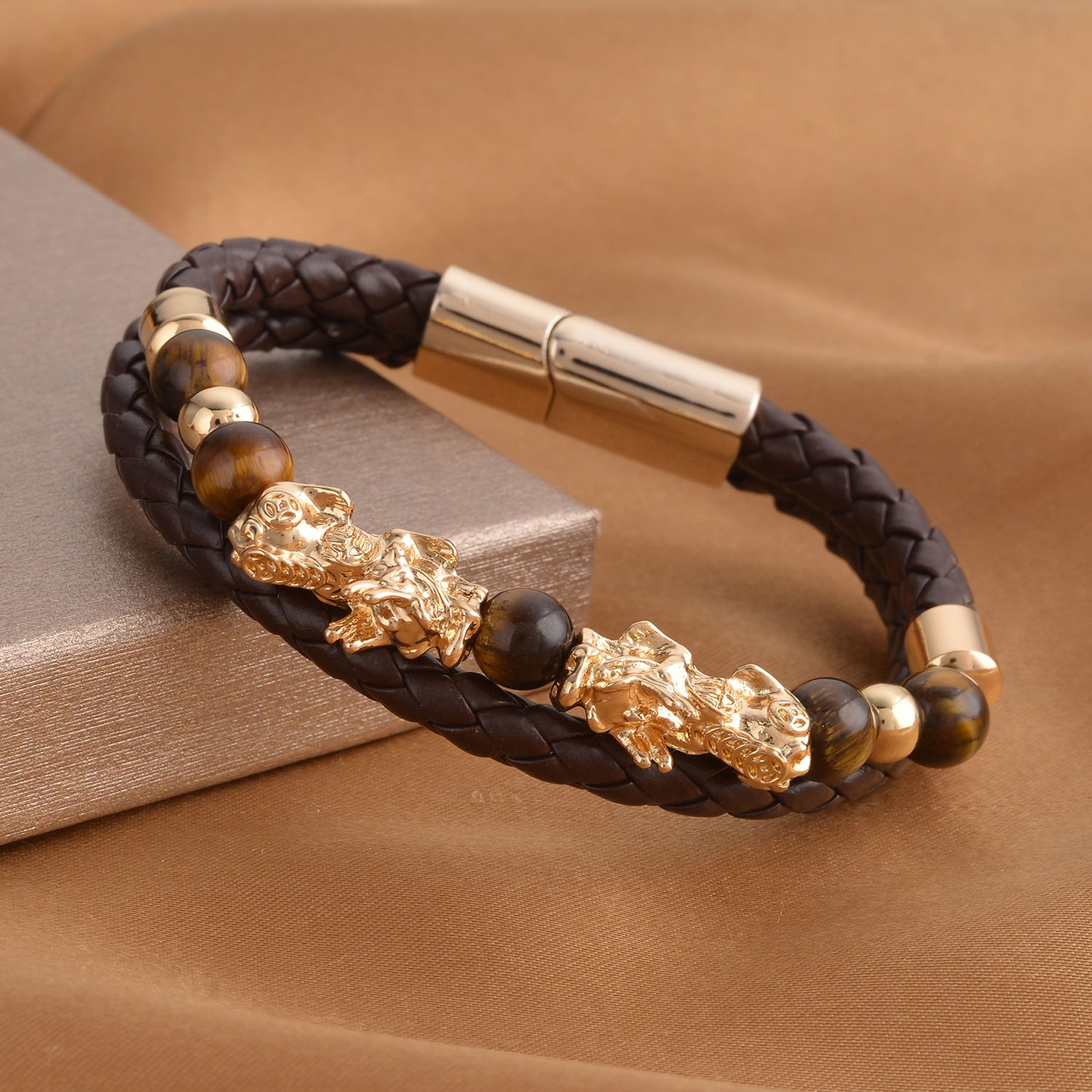 Faux Leather Feng Shui Pixiu Bracelet