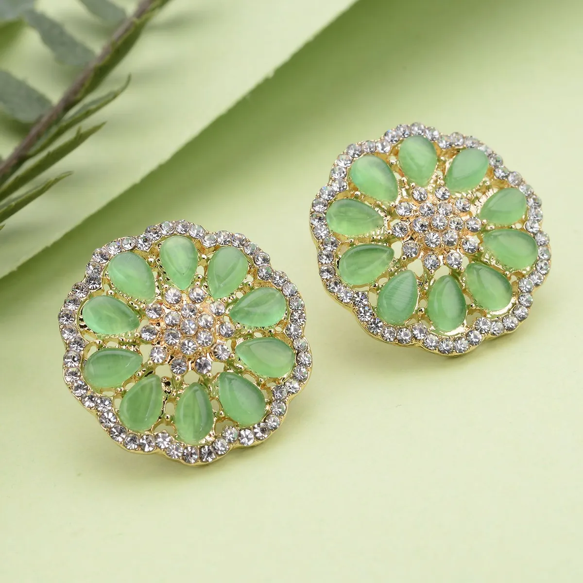 Crystal Floral Stud Earrings