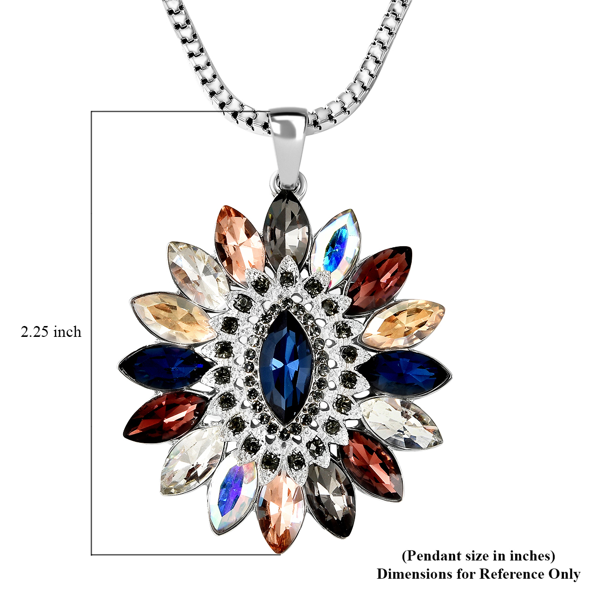 Multi Color Crystal Flower Cluster Pendant