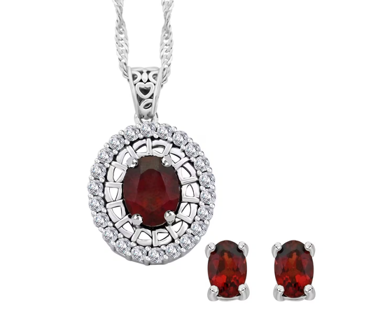 Mozambique Garnet & Simulated Diamond Set