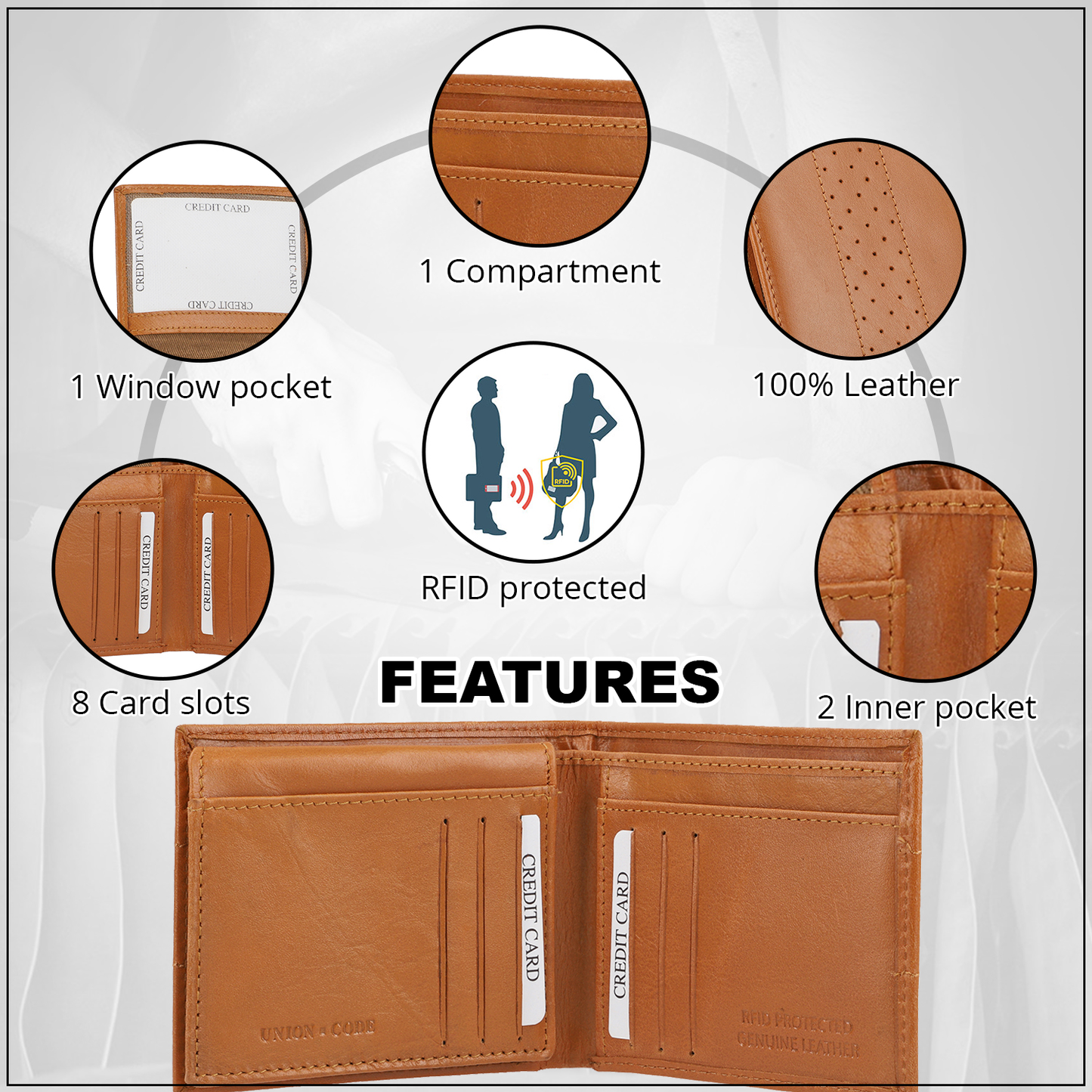Genuine Leather Bi Fold Men's RFID Wallet