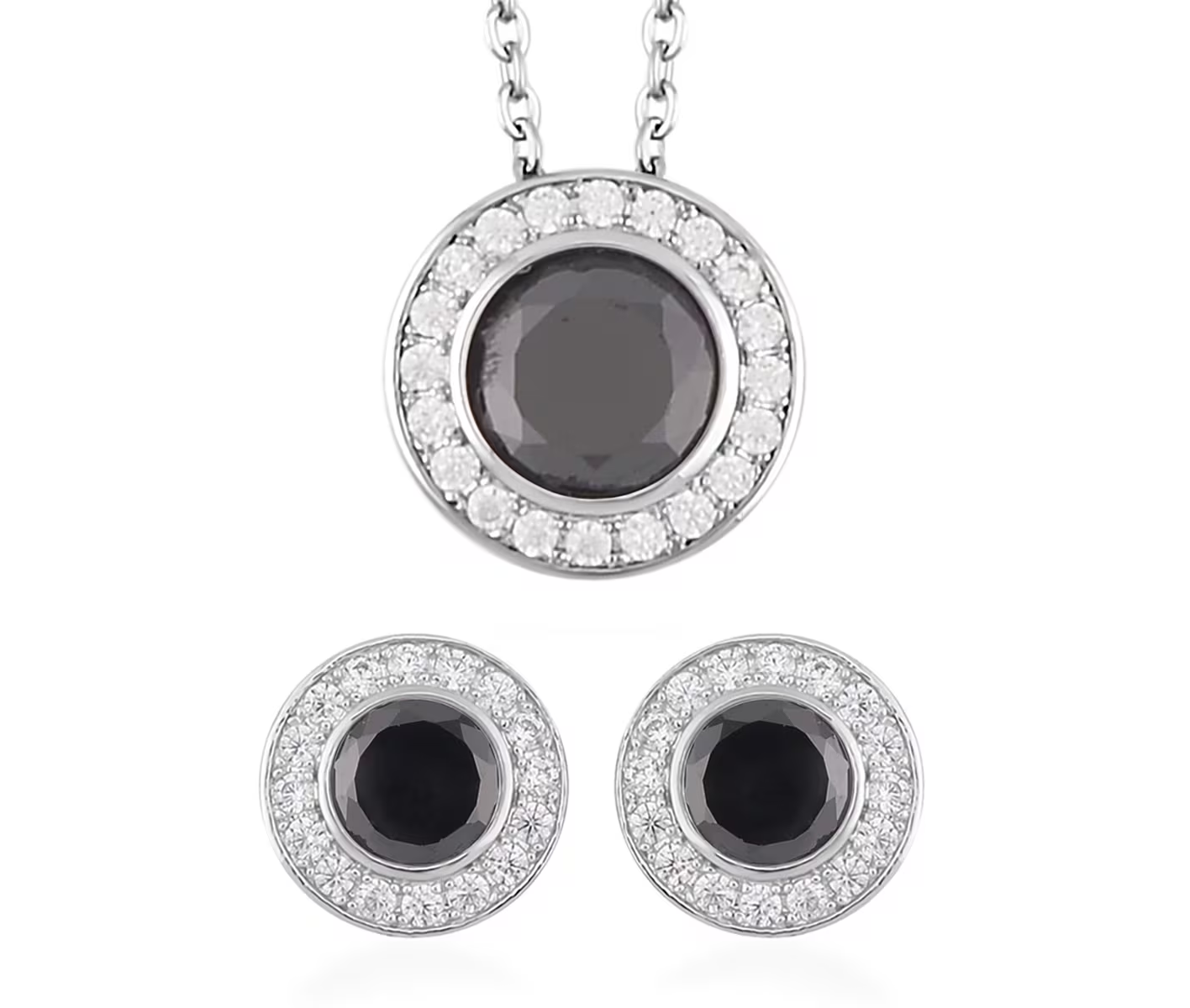 Halo Diamond Pendant & Earring Set