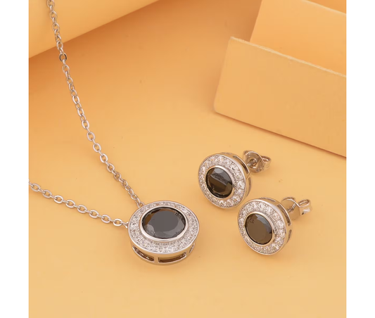Halo Diamond Pendant & Earring Set