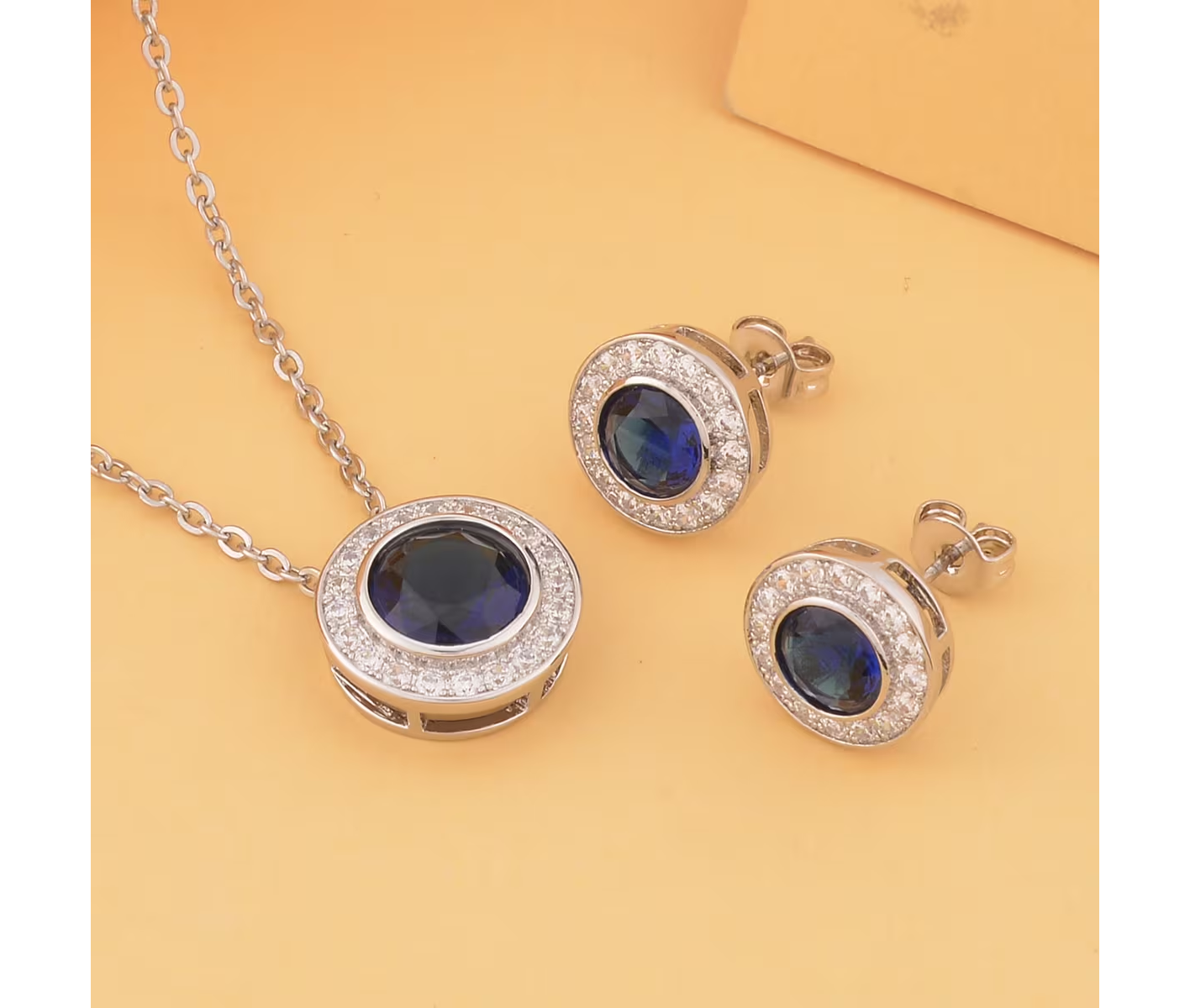 Halo Diamond Pendant & Earring Set