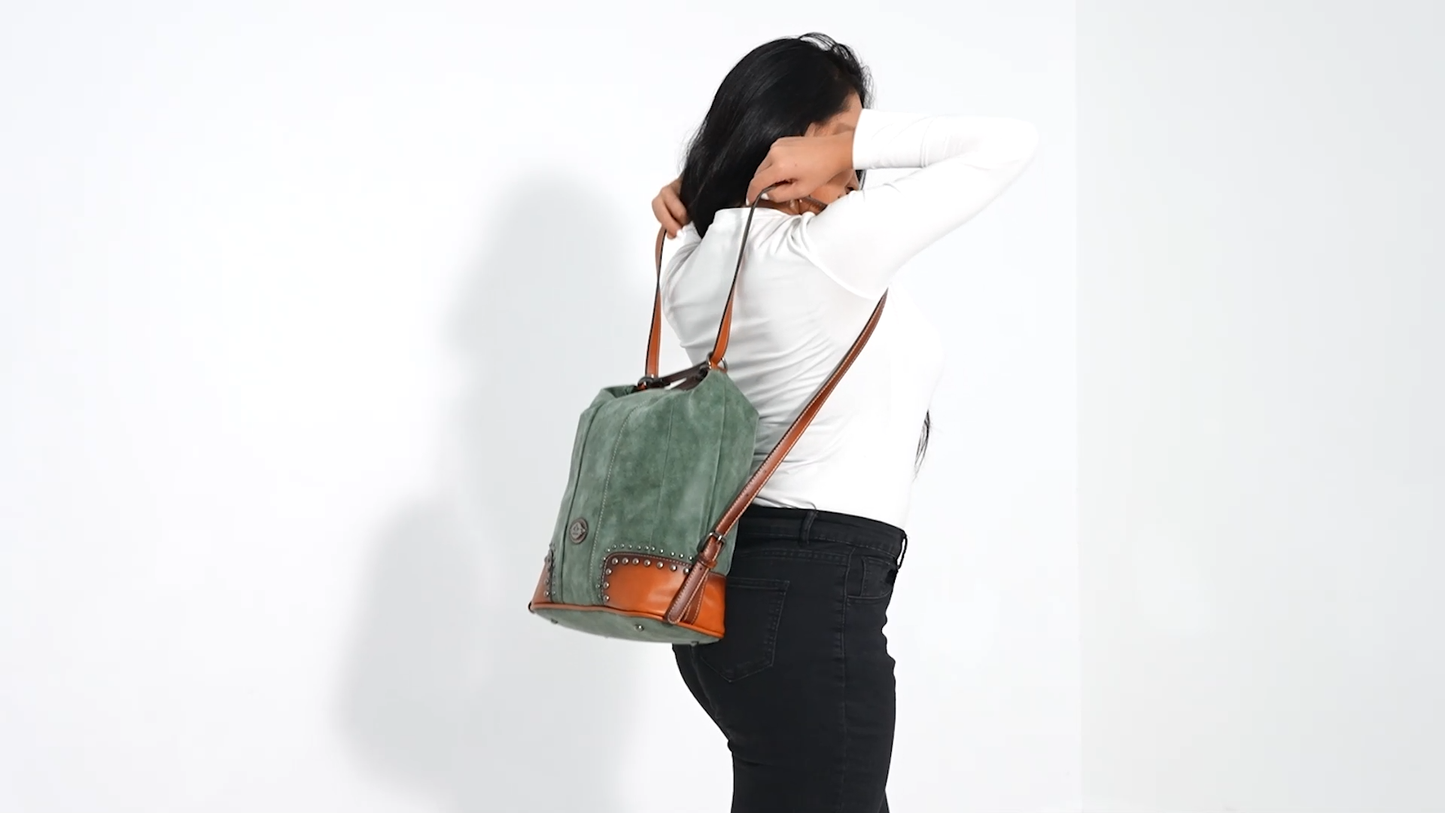 Faux Leather Hobo Bag/ Backpack
