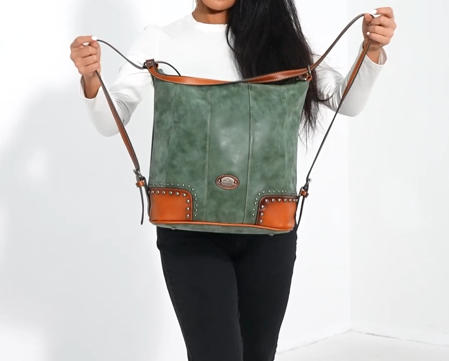 Faux Leather Hobo Bag/ Backpack