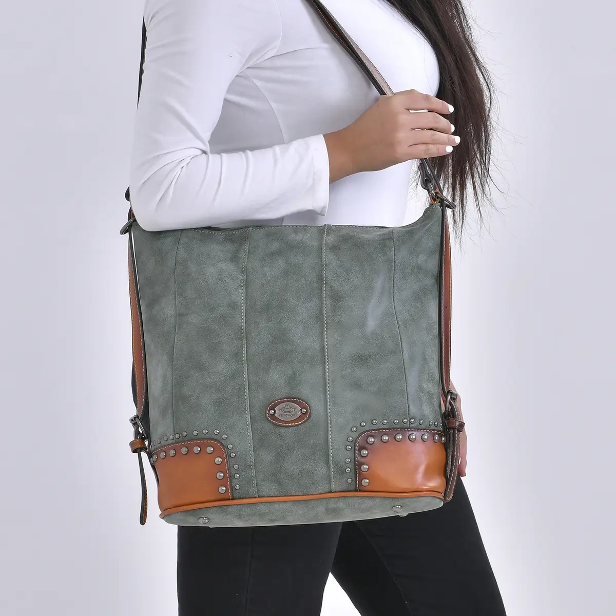 Faux Leather Hobo Bag/ Backpack