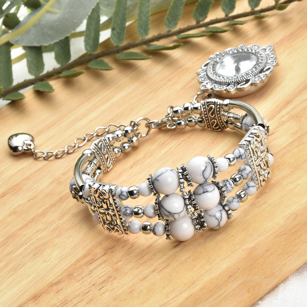 Beaded and Austrian Crystal Bracelet with removable Watch Charm