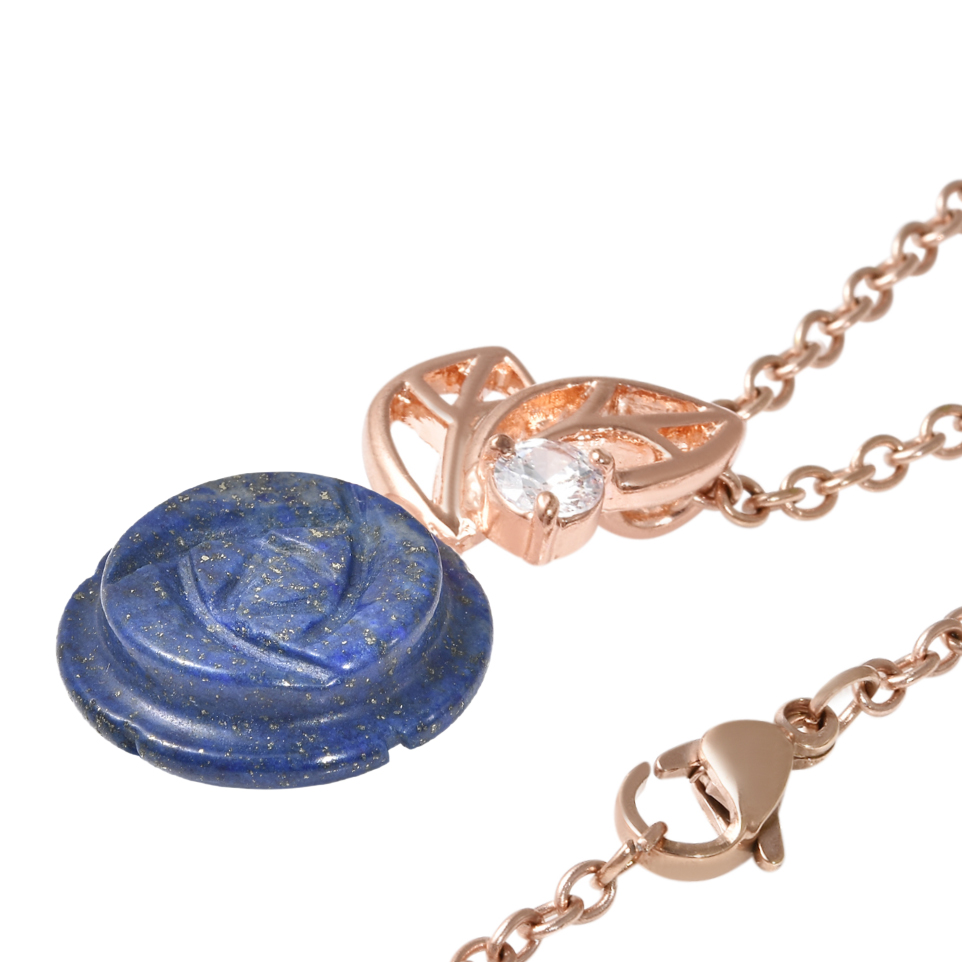 Lapis Lazuli Rose Carved pendent