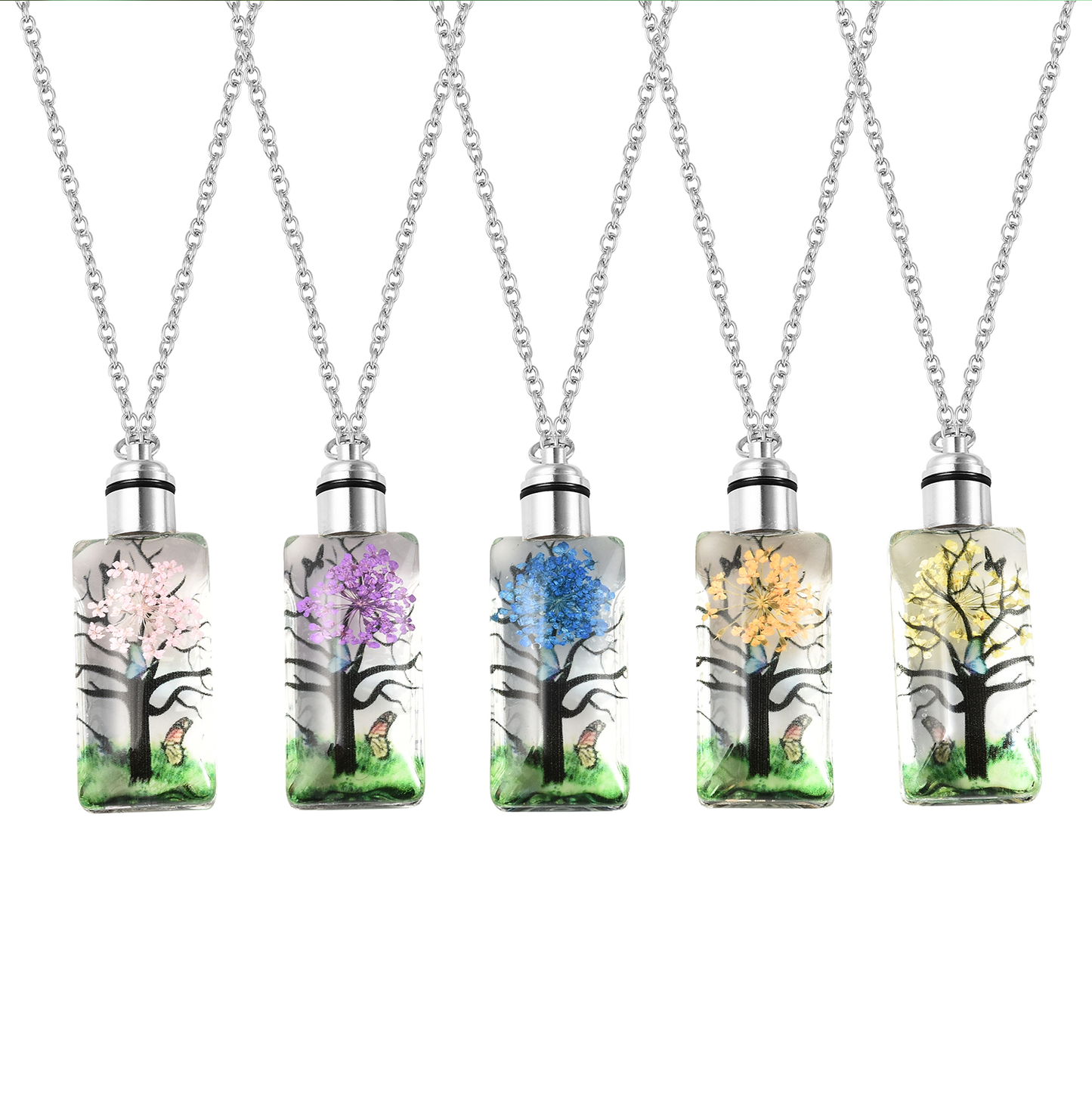 White Glass LED Necklace 5pc Set