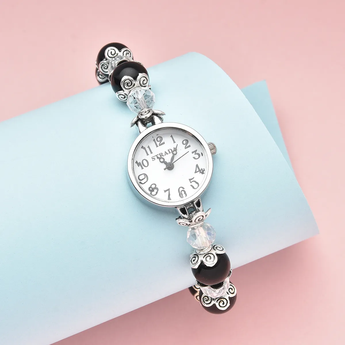 Beaded Bracelet Watch with Medical Alert