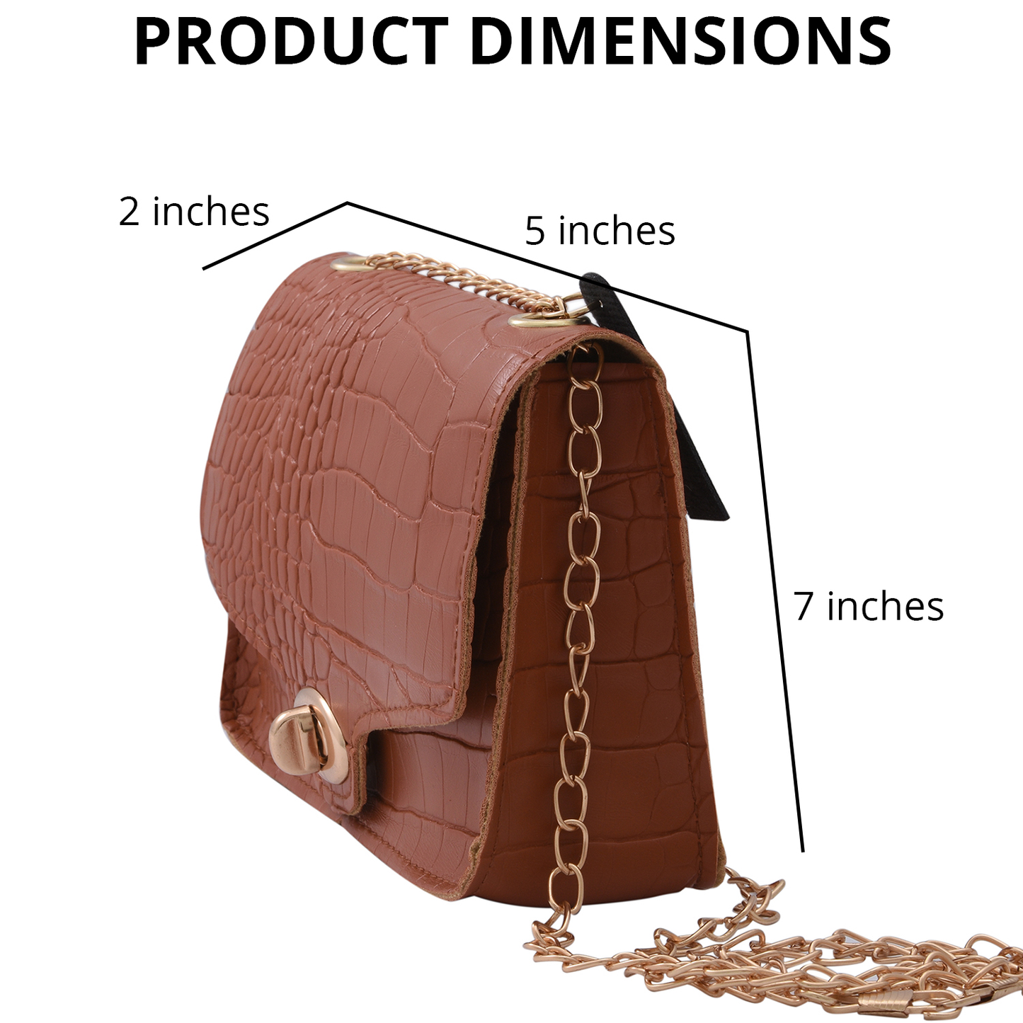 Brown Croc Faux Leather Mini Handbag