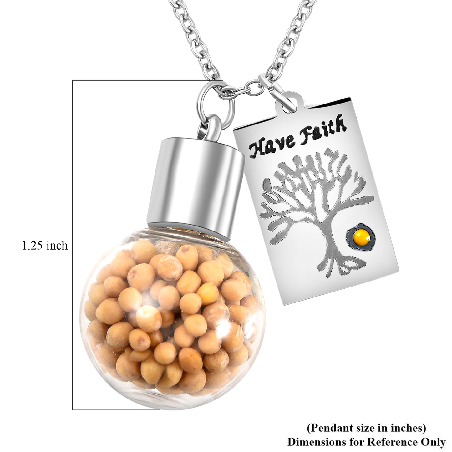 Mustard Seed Glass Bottle Charm Pendant