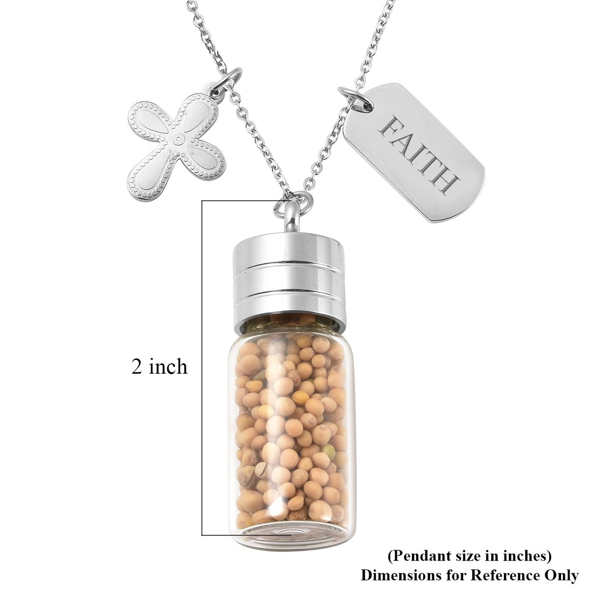 Mustard Seed Glass Bottle Charm Pendant