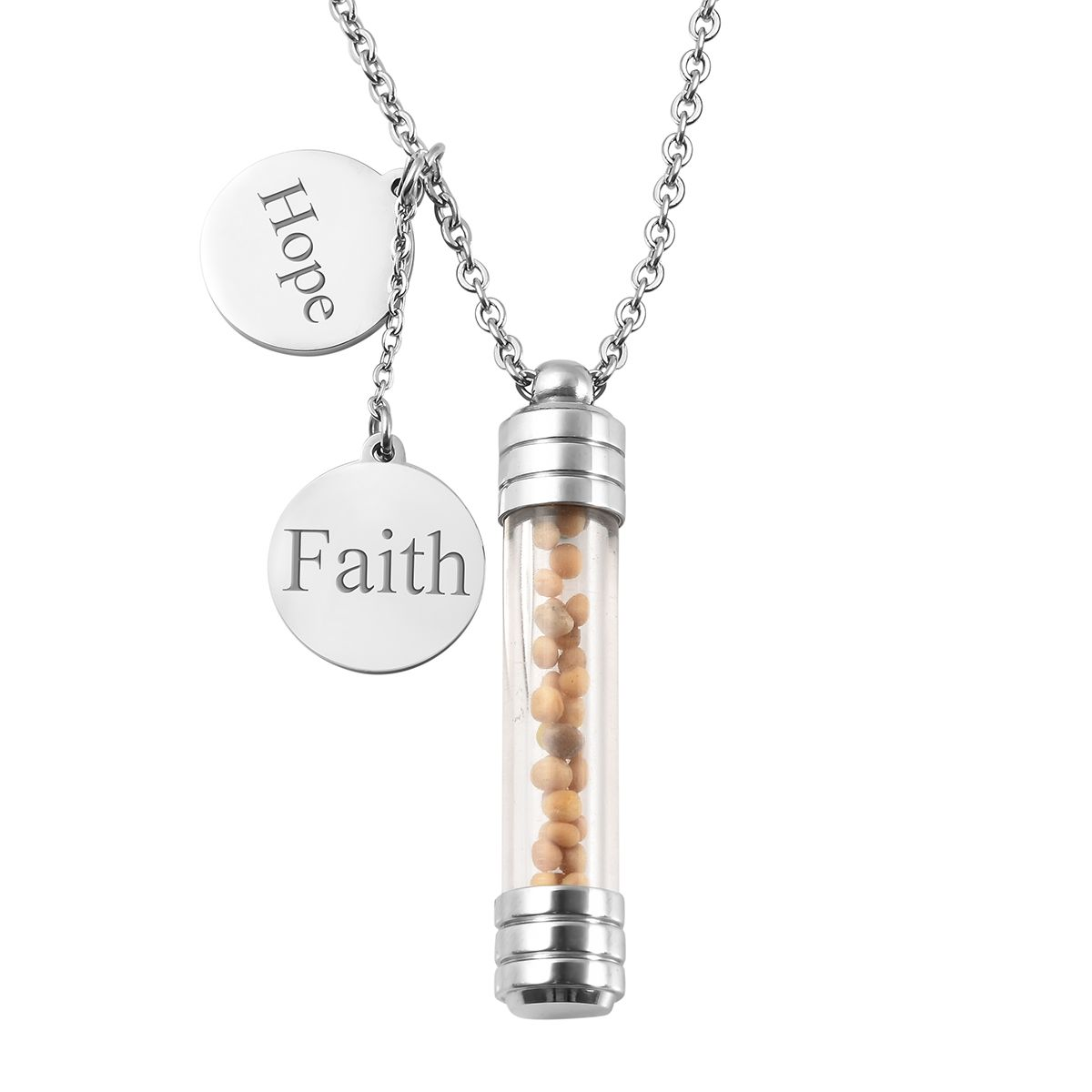 Mustard Seed Glass Bottle Charm Pendant