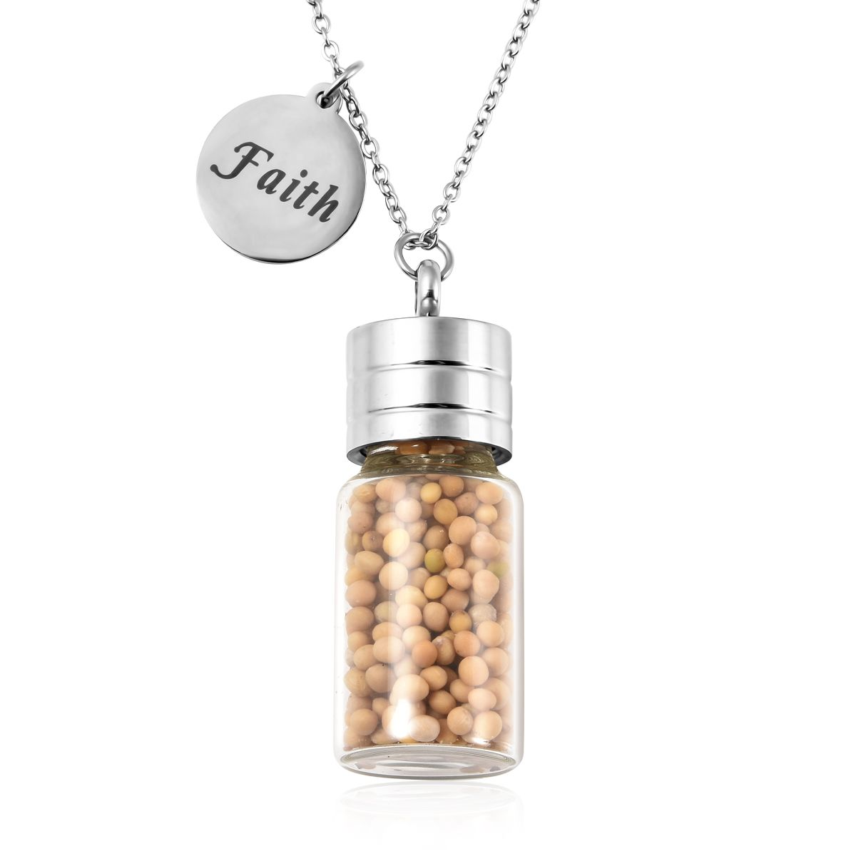 Mustard Seed Glass Bottle Charm Pendant