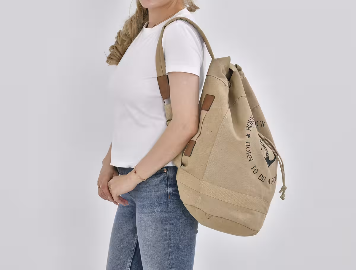 Khaki Anchor Pattern Backpack