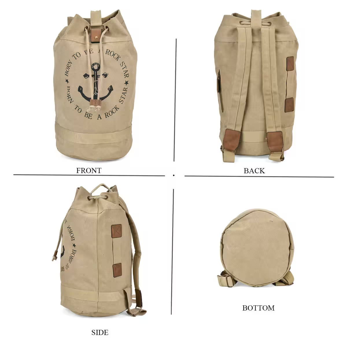 Khaki Anchor Pattern Backpack