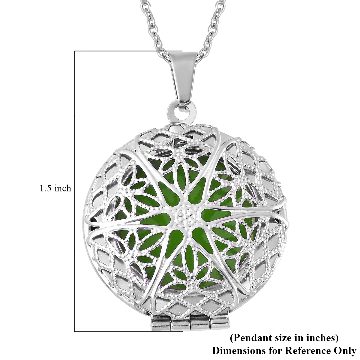 Circle Resin Openable Pendant Necklace 20 Inches in Stainless Steel