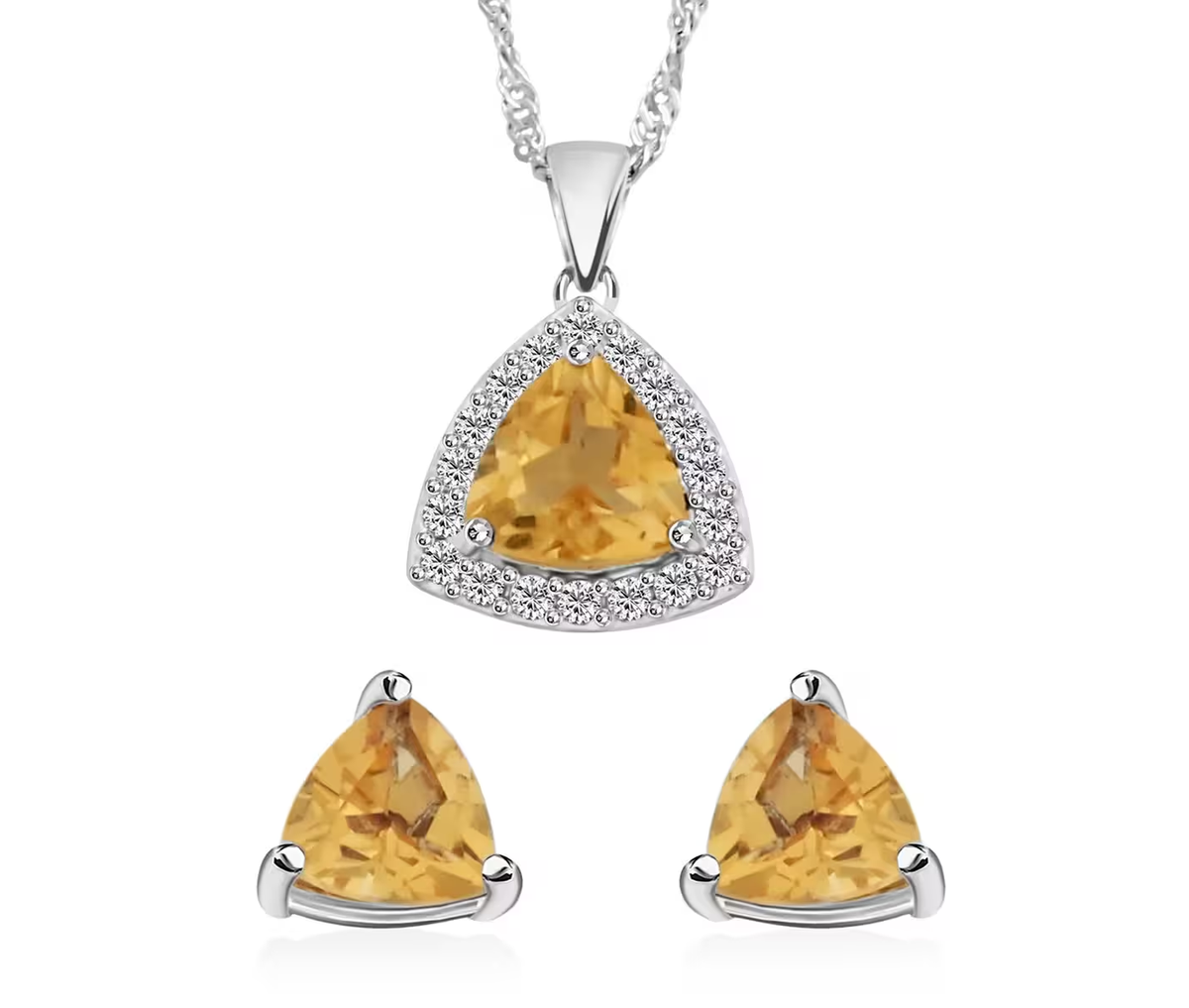 Simulated Citrine & Diamond Necklace Set