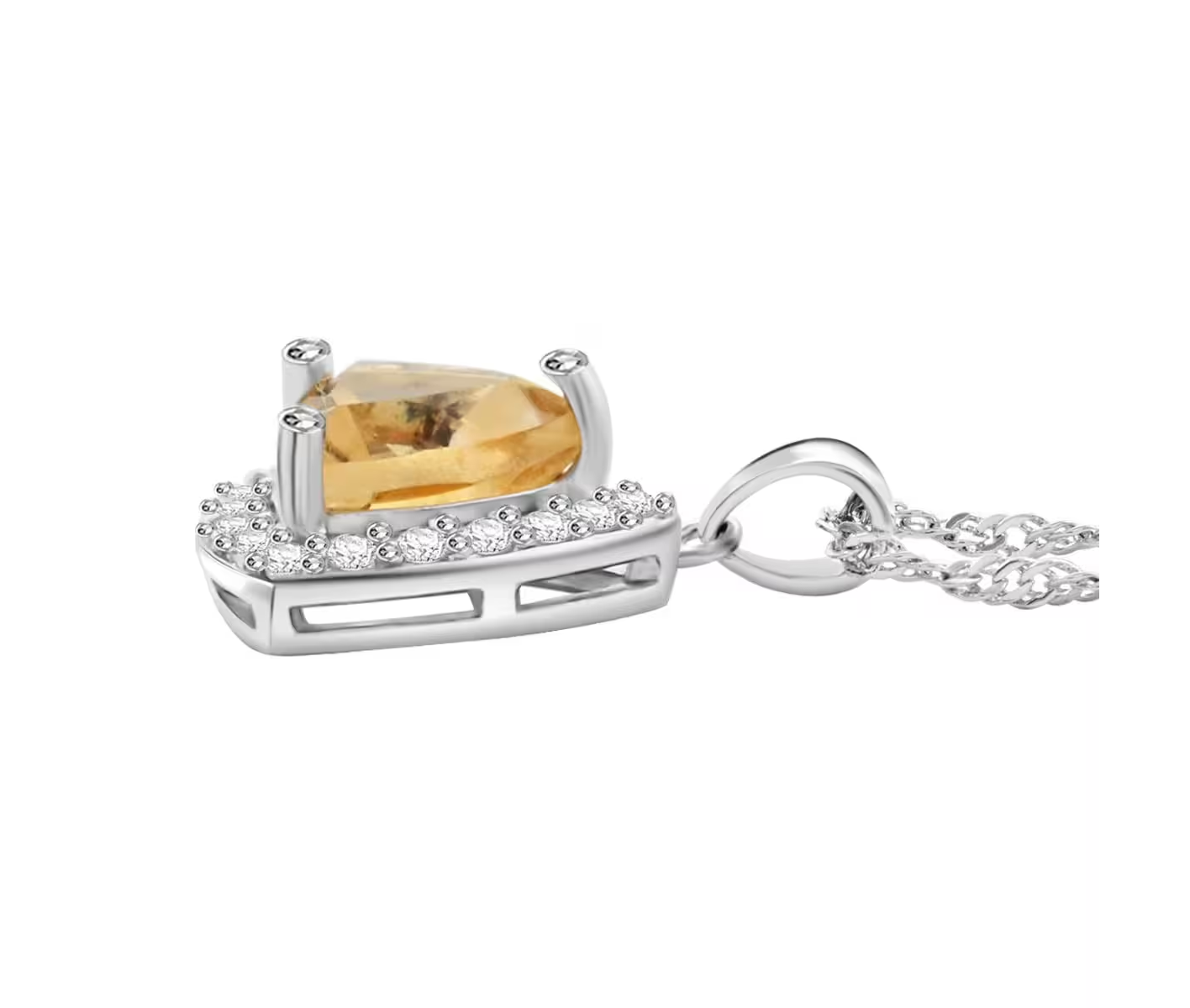 Simulated Citrine & Diamond Necklace Set
