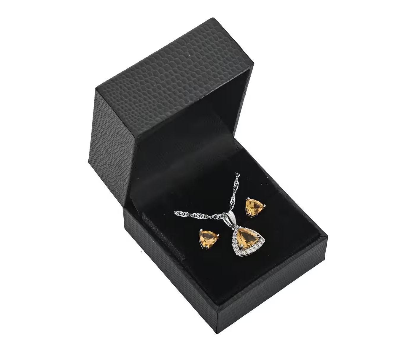 Simulated Citrine & Diamond Necklace Set