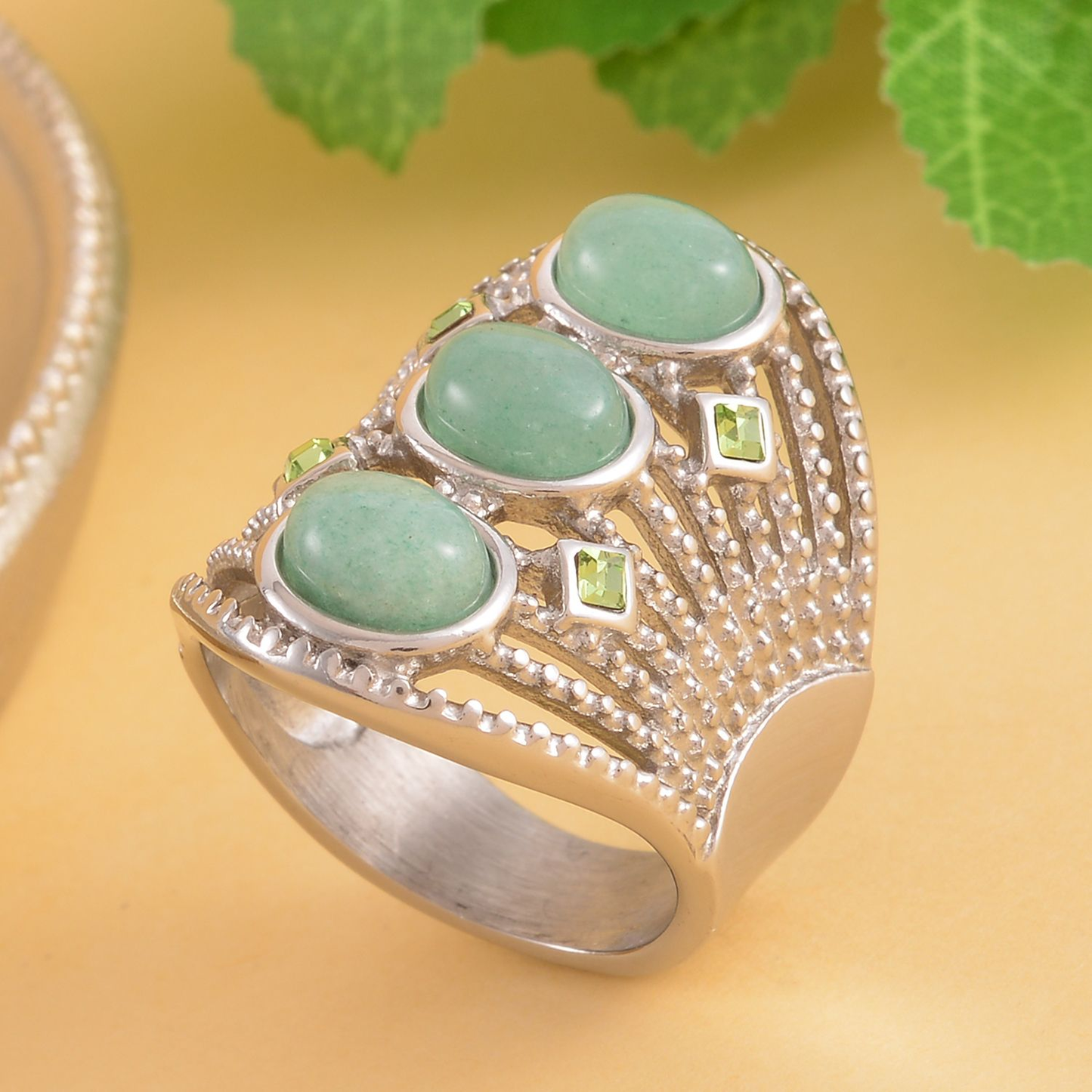 Stainless Steel Crystal Ring