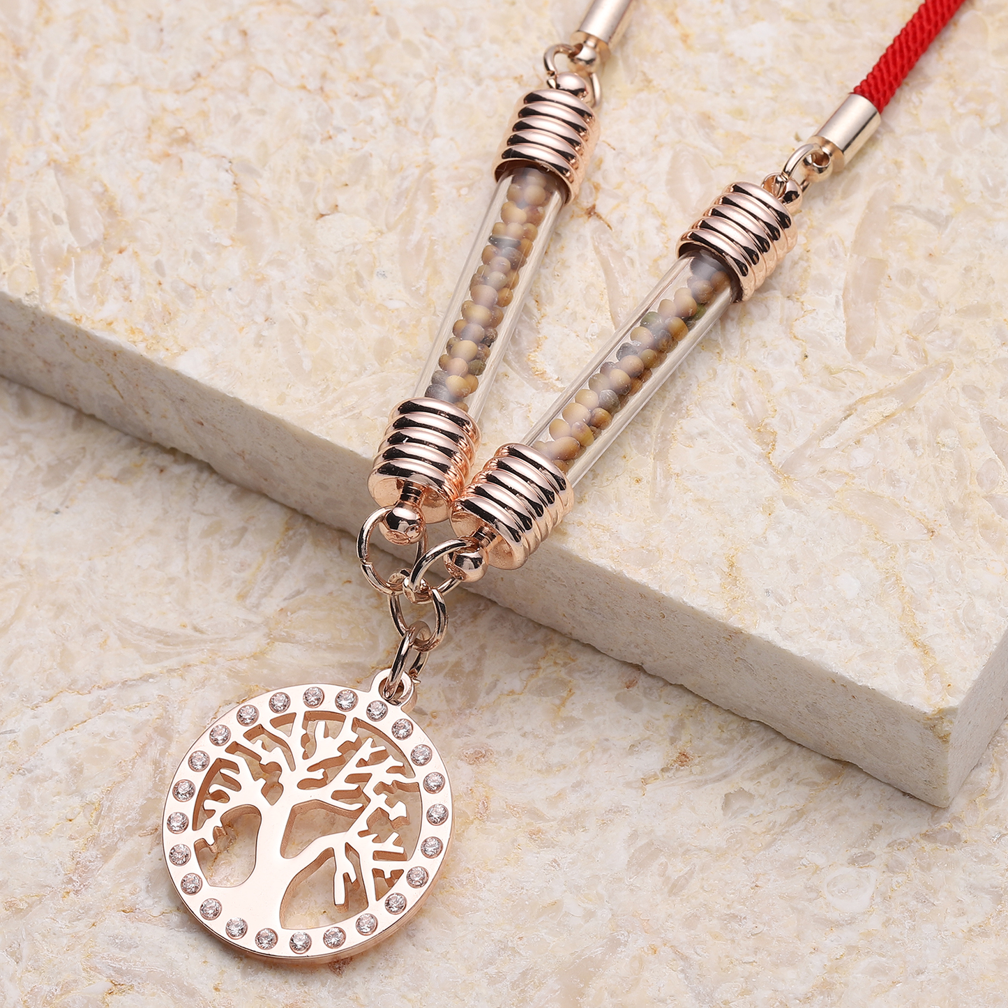 Simulated Diamond Tree of Life Rope Necklace