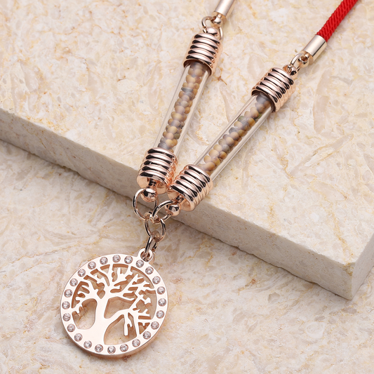 Simulated Diamond Tree of Life Rope Necklace