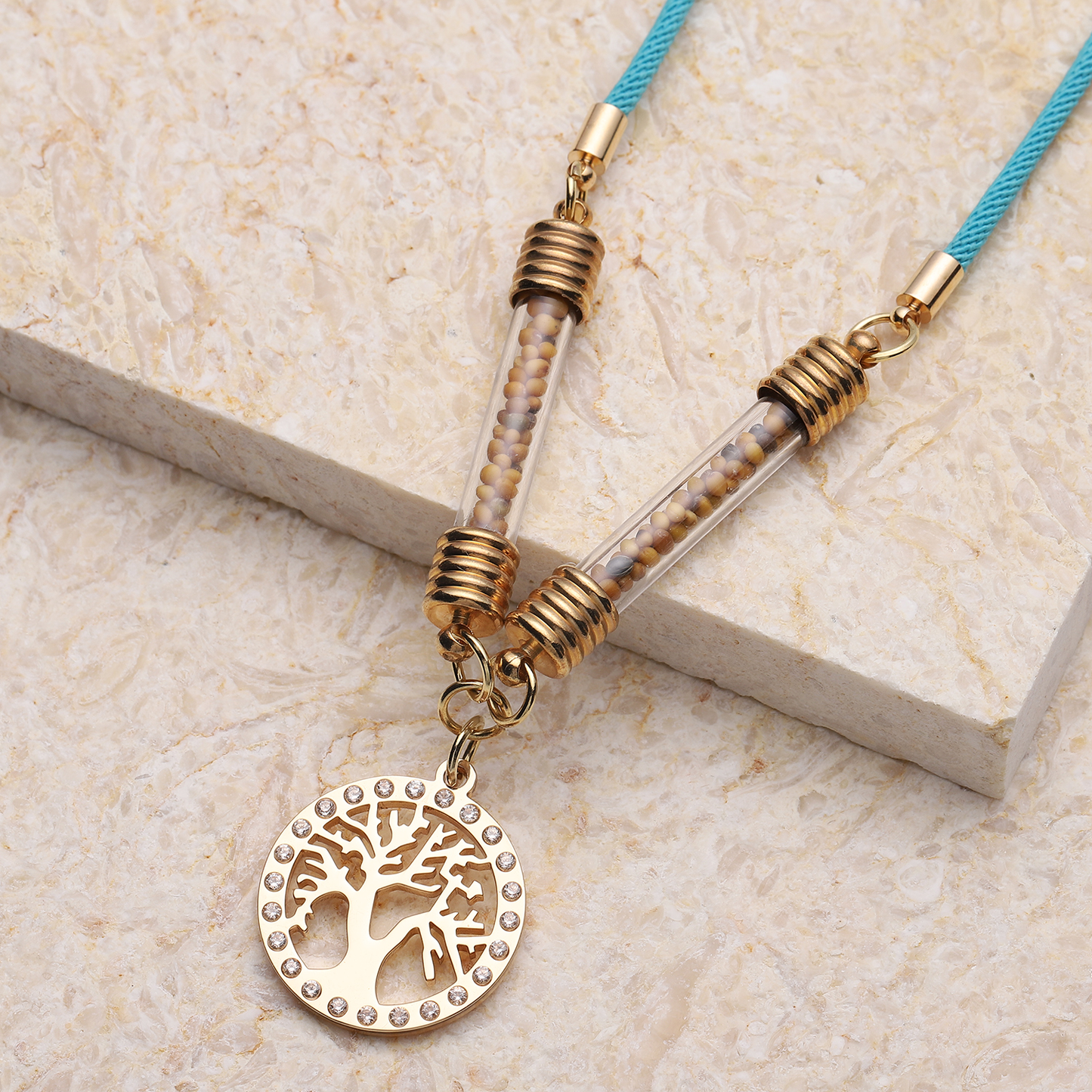 Simulated Diamond Tree of Life Rope Necklace