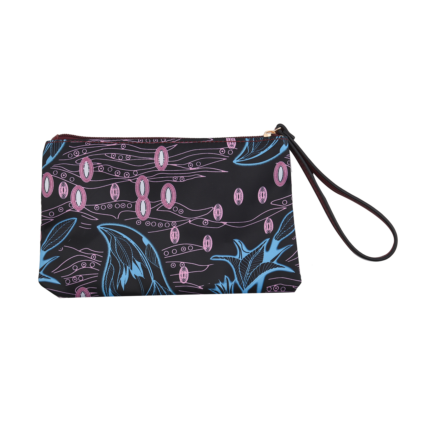 Wine Red and Floral Faux Leather Tote Bag and Clutch