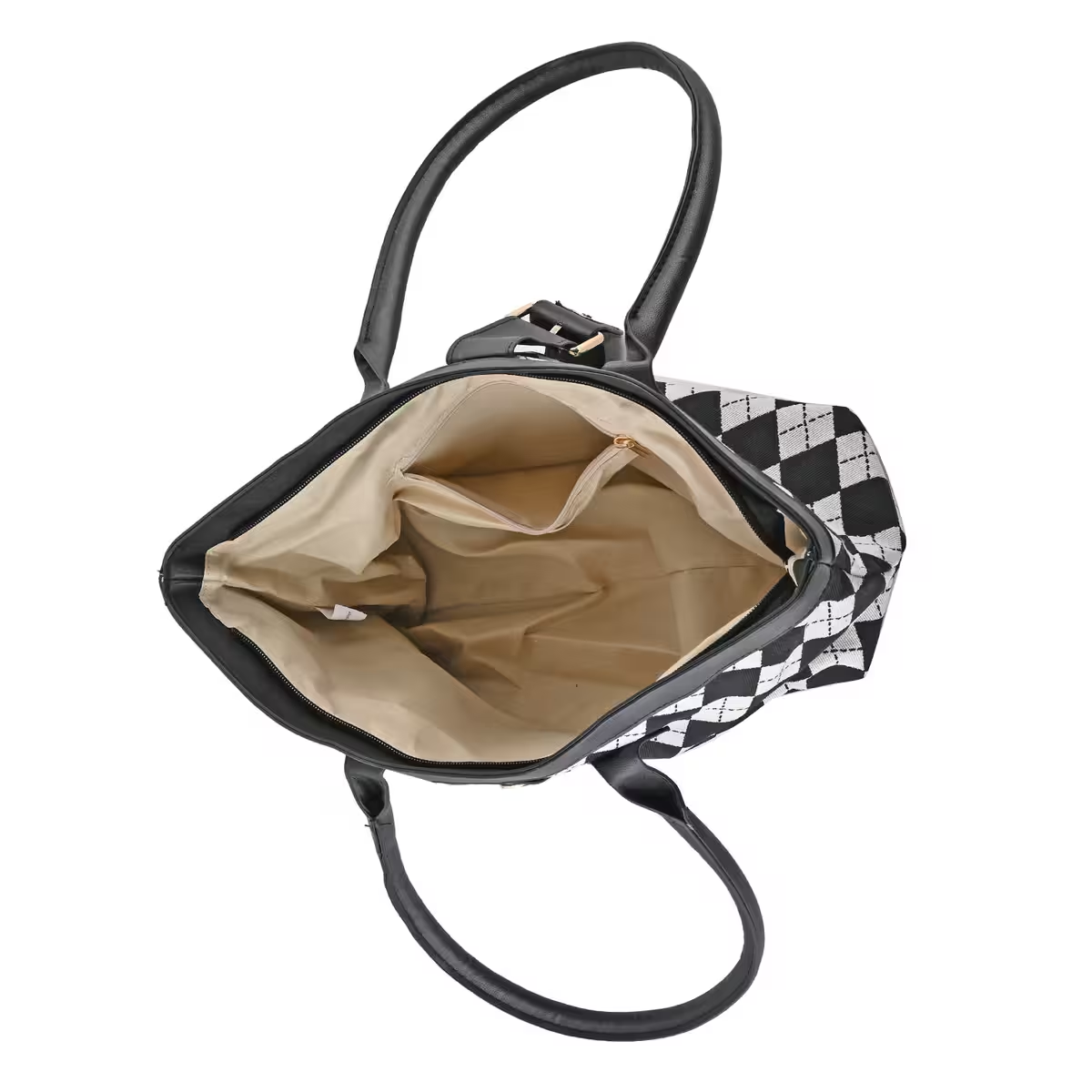 Checkered Pattern Faux Leather Tote