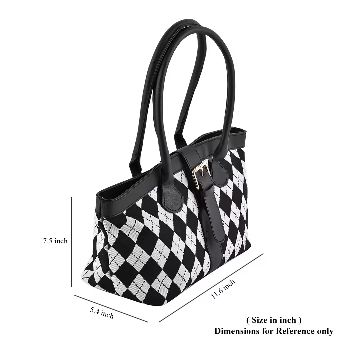 Checkered Pattern Faux Leather Tote