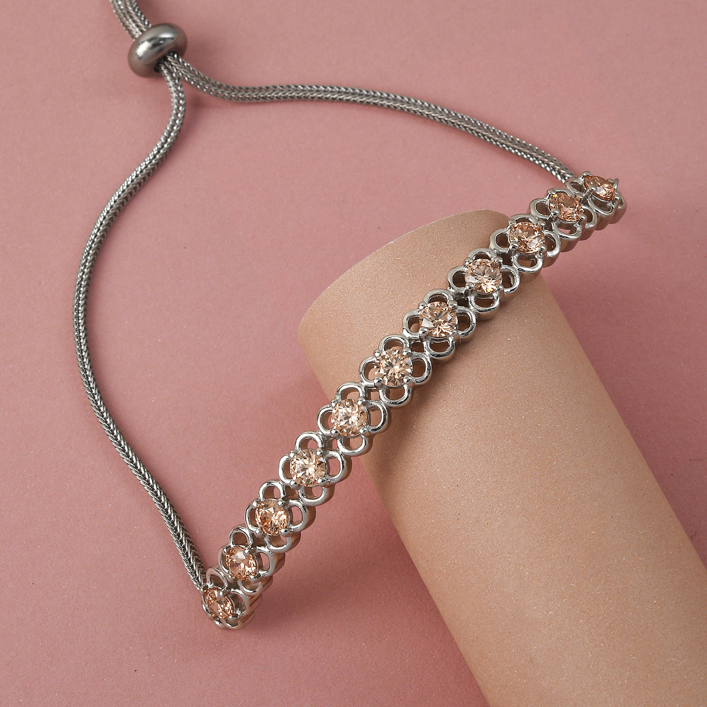 Simulated Diamond Bolo Bracelet