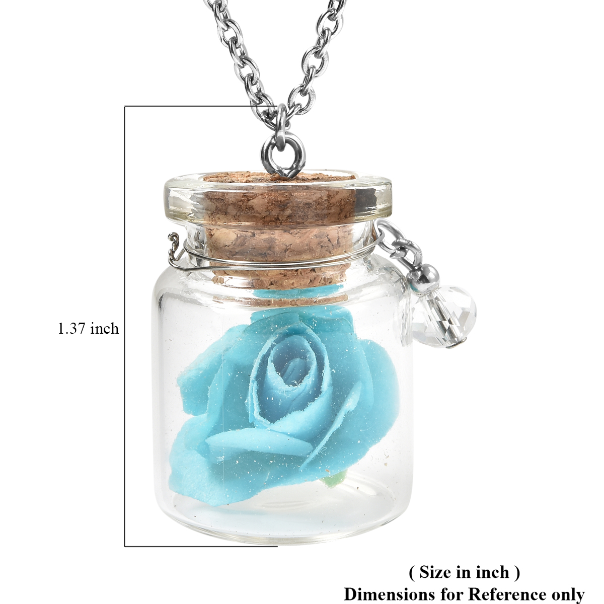 Glass Bottle Pendant W/ Glowing Rose