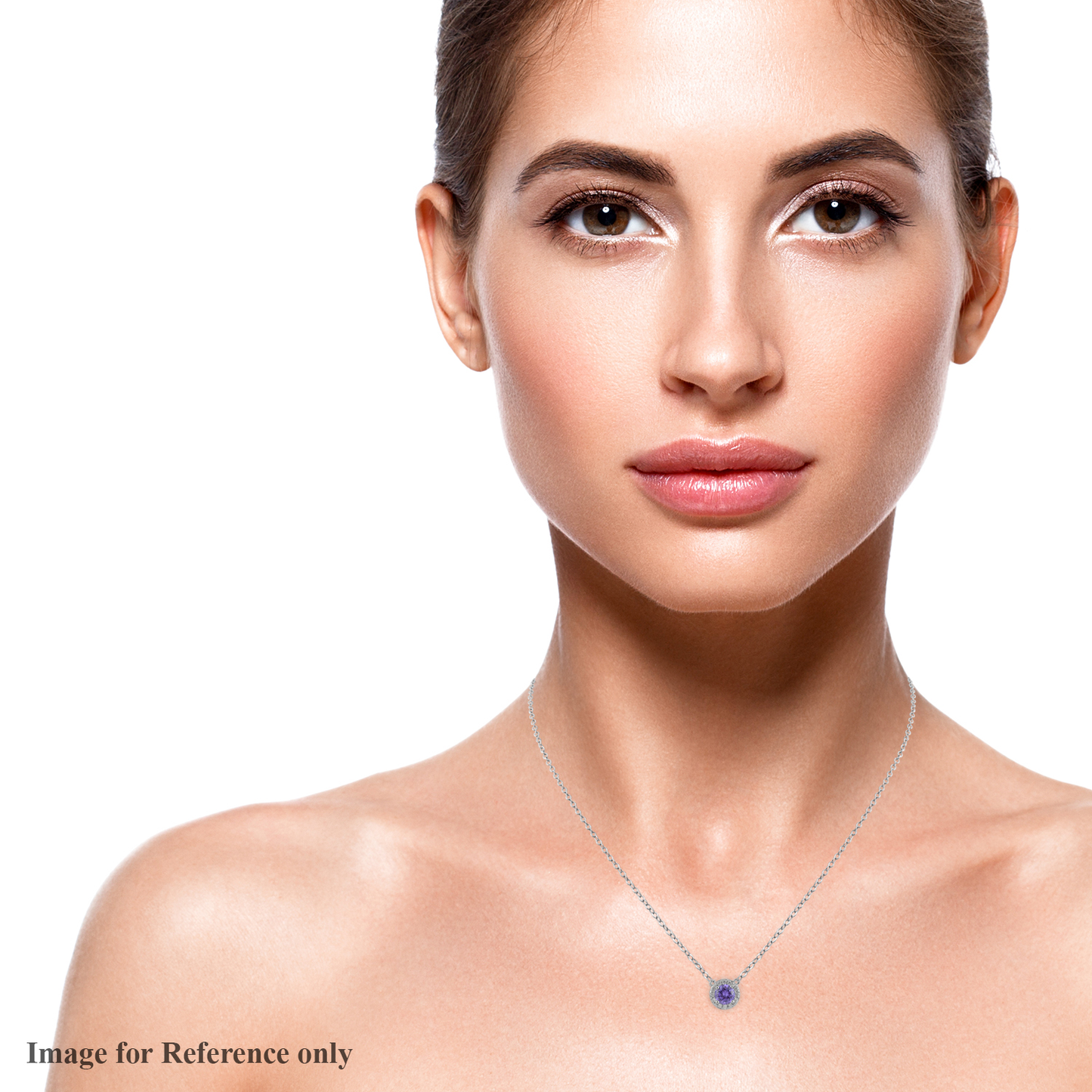 Simulated Purple Diamond Halo Necklace
