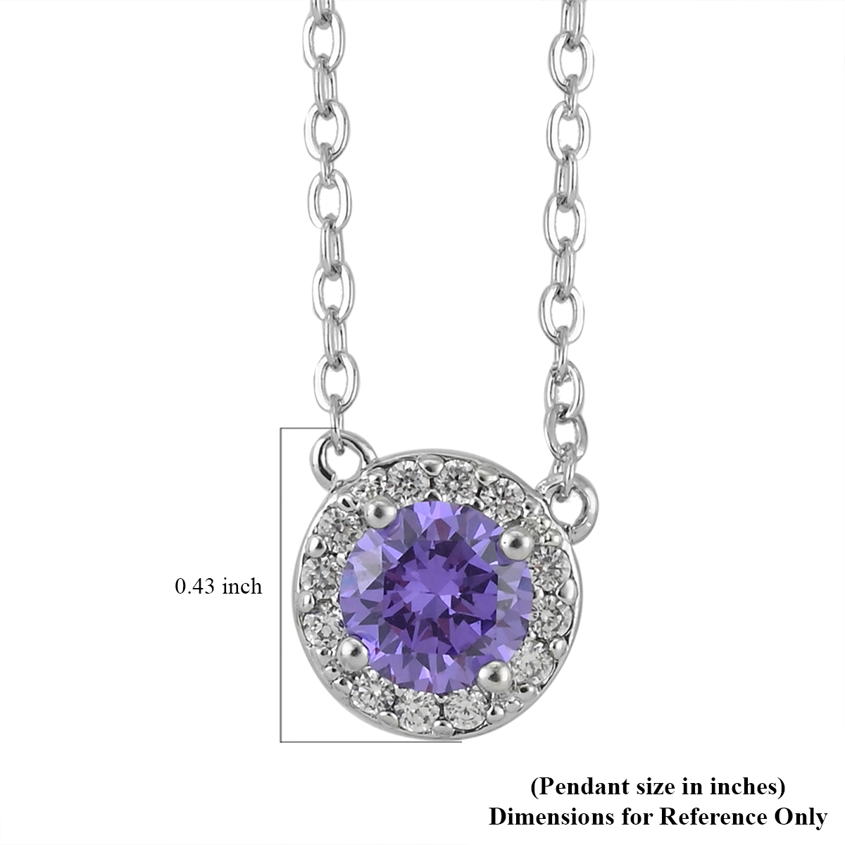 Simulated Purple Diamond Halo Necklace