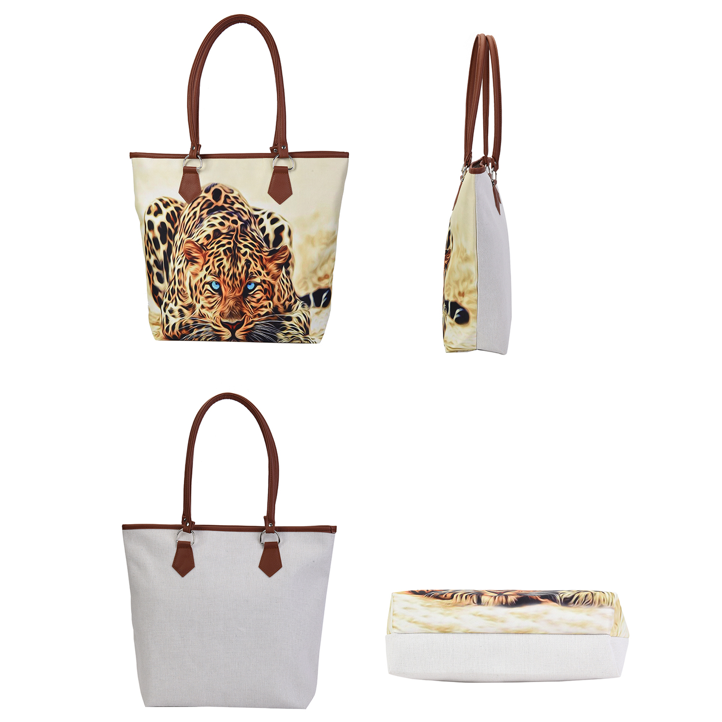 Leopard Print Pattern Tote Bag with Handle Drop
