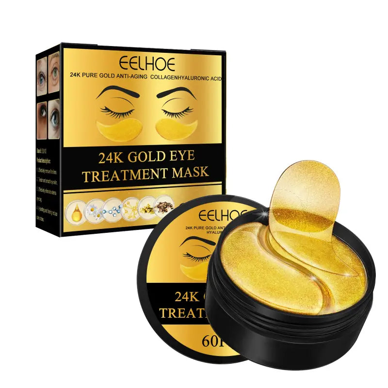 24k Gold Under Eye Patches - 60 Pcs