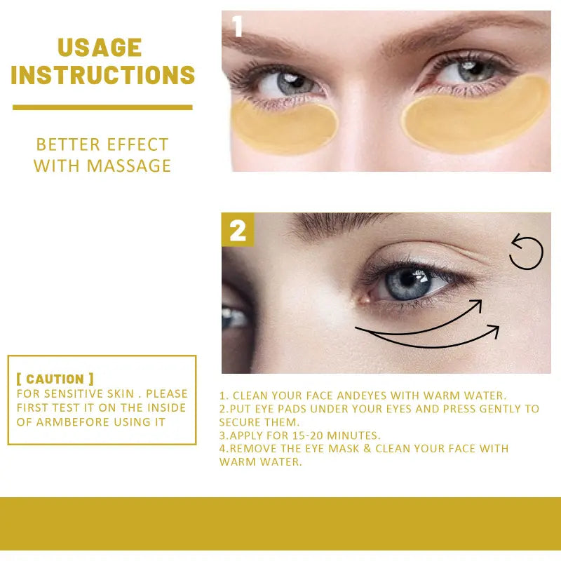 24k Gold Under Eye Patches - 60 Pcs