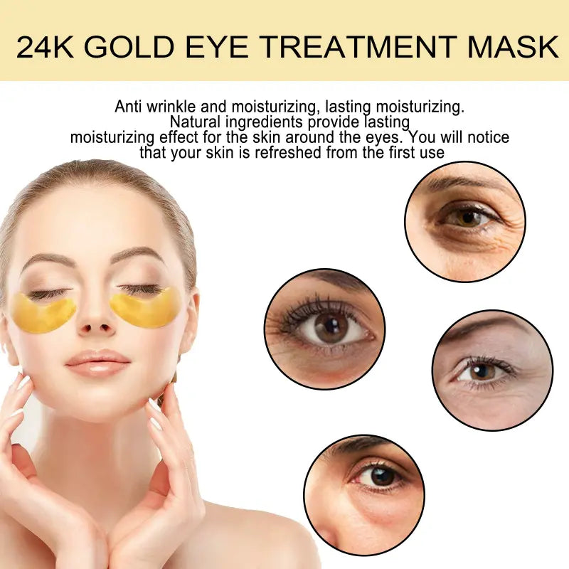 24k Gold Under Eye Patches - 60 Pcs