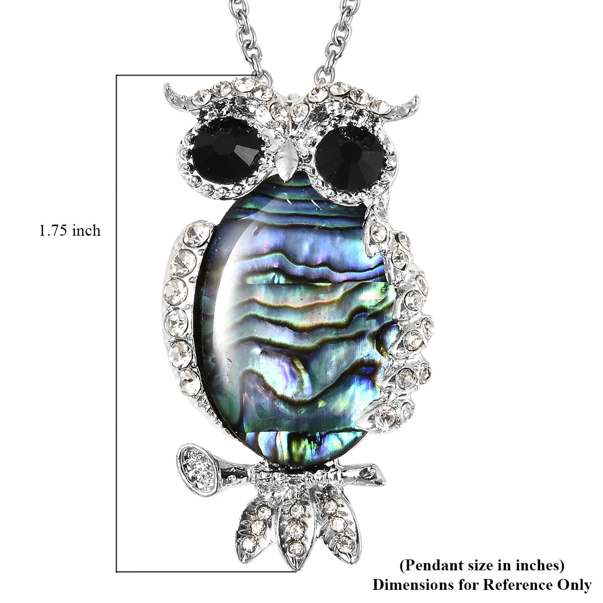 Abalone Shell Owl Pendant Necklace